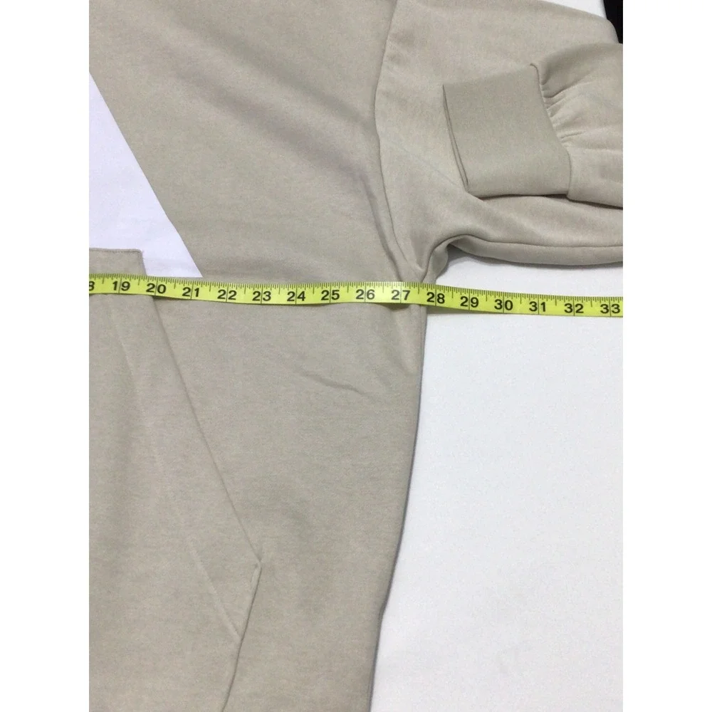Adidas Mens Oversized Hoodie Beige Tan White Logo Pullover Sweatshirt 2XL NEW